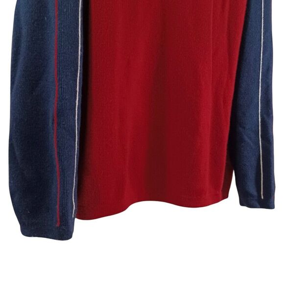 Vtg Wool American Eagle L Men's AE77 Performance Sweater Red Blue Sleeve Stripe - Picture 4 of 10